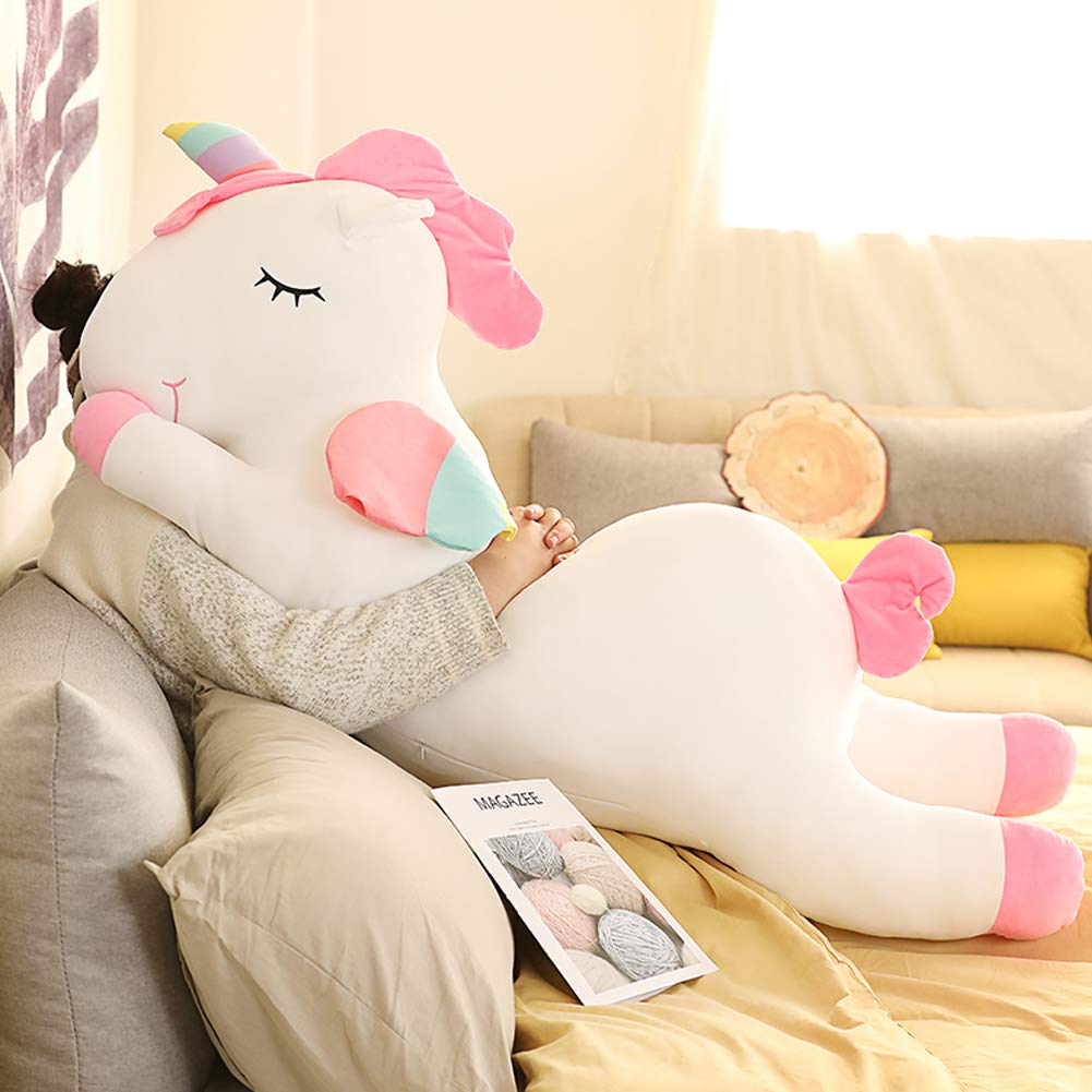 Soft Unicorn Plush Hugging Pillow - Large 39.3 Inch Stuffed Animal Body Pillow for Kids | Perfect Gift for Valentine's Day, Christmas & Birthdays (White) | Cuddle Companion for Bedtime, Nursery Decor & Stress Relief