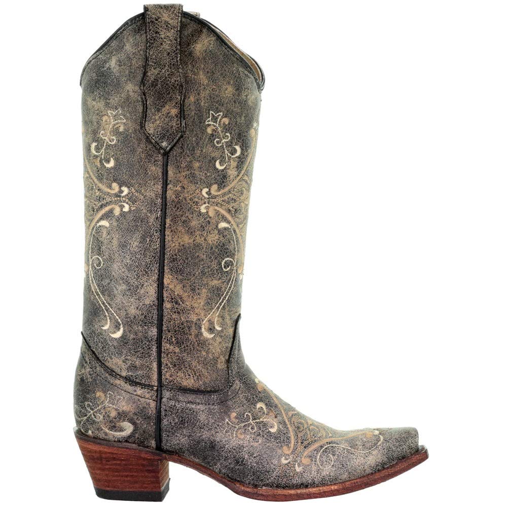 Corral Women's Black Crackle/Bone Embroidered Boots - Perfect for Country Dancing, Rodeos & Western Fashion