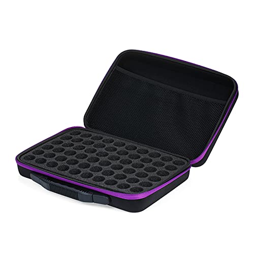 EXCLUZO EVA Essential Oil Organizer with 60 Slots - Holds 15ML Bottles, Shockproof Dense Foam for Secure Storage | Perfect for Painting Tools, Nail Art Supplies & Small Parts Organization | Portable Carrying Case with Zipper Closure