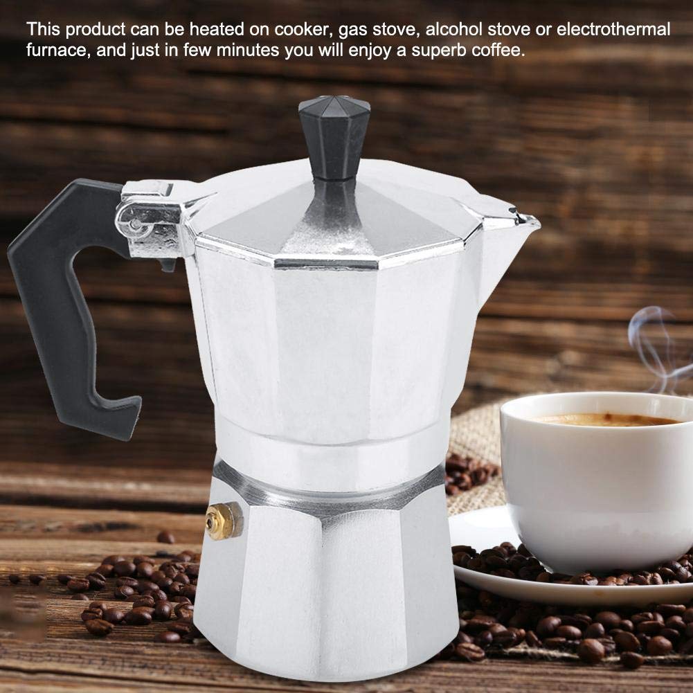 Classic Aluminum Moka Pot Espresso Maker - 2-Cup (100ml) Stovetop Coffee Brewing for Home & Office - Perfect for Espresso, Latte & Cappuccino