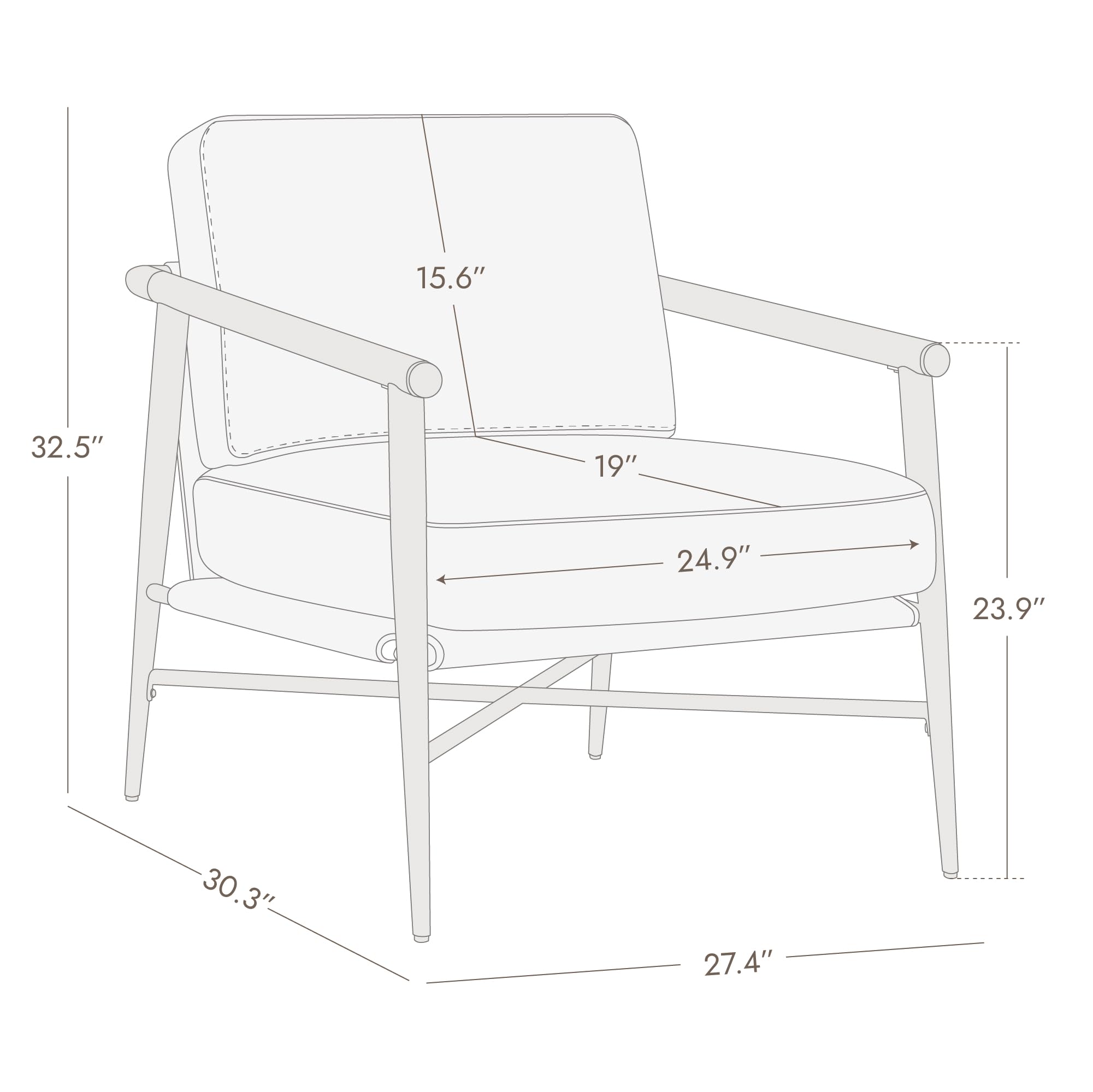 Watson & Whitely Mid Century Modern Accent Chair - Upholstered Lounge Armchair with Sturdy Metal Frame & Wooden Armrests - Comfortable Reading Chair for Living Room, Bedroom, Office - Perfect for Relaxing, Reading & Home Decor (White)