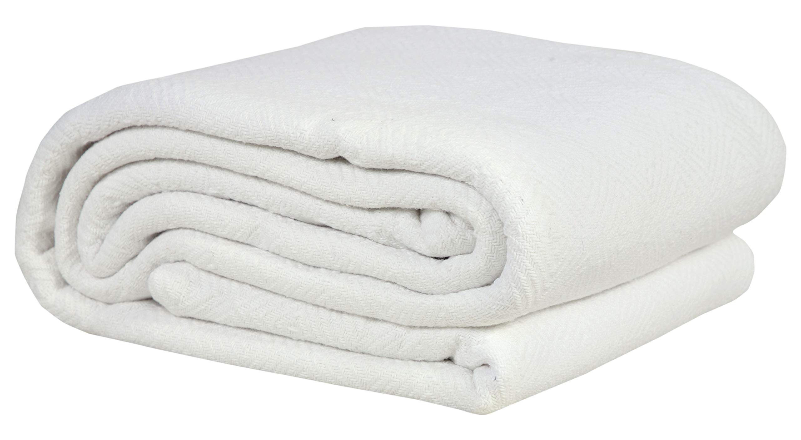 Premium 100% Cotton Twin Size Blanket - All-Season Soft & Breathable Thermal Blanket for Bedroom, 66x90 Inches - Diamond Cozy Heavy Weight for Fall & Winter - Fits Twin & Full Size Beds - Perfect for Home, Dorm, Guest Room & Cozy Nights (White)