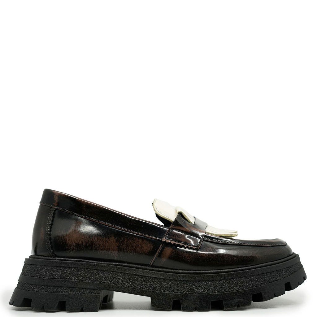 Blublonc Brown Florentine Fringe Chunky Loafers for Women - Comfortable Slip-On Shoes for Casual Outfits, Office Wear & Fall Fashion