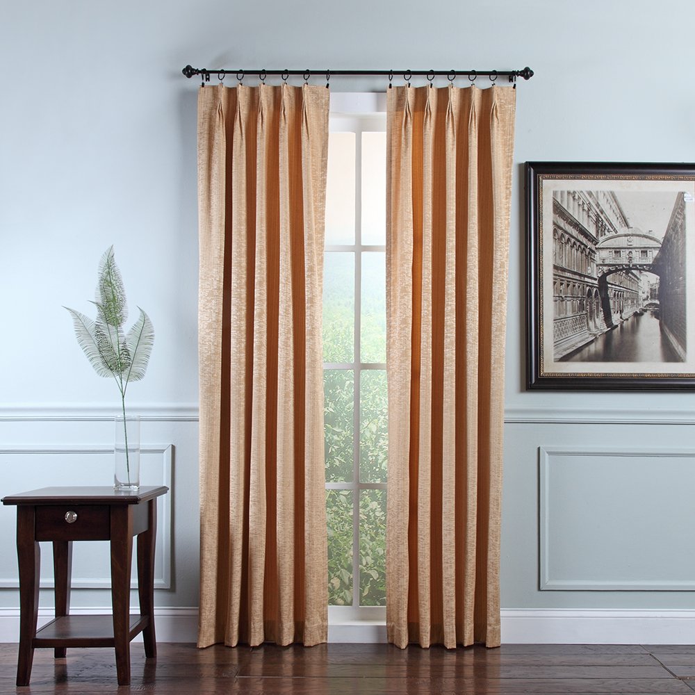 Renaissance Home Fashion Stylemaster Portland Pinch Pleated Foam Back Drapes - 2 Panels 24x84 Inches, Tan - Elegant Window Curtains for Living Room & Bedroom
