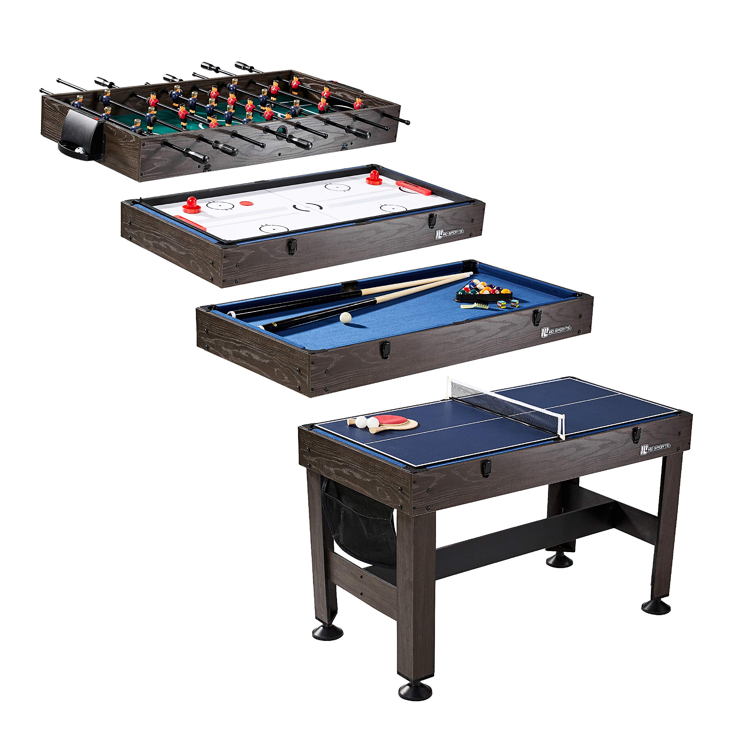 MD Sports Multi-Game Combination Table Set - Pool, Air Hockey, Table Tennis & More - Perfect for Game Rooms, Basements & Family Entertainment