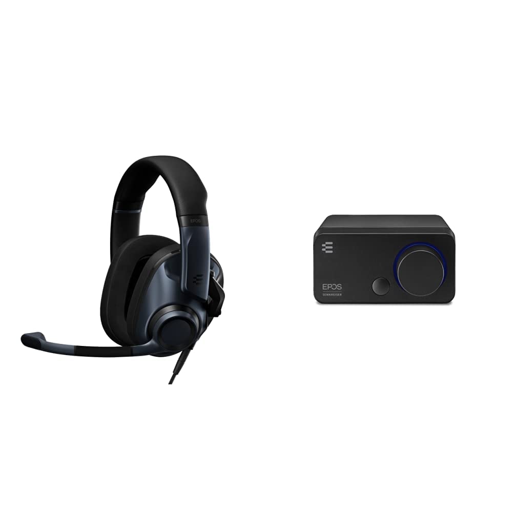 EPOS H6Pro Closed-Back Gaming Headset (Black) & GSX 300 External USB Sound Card with 7.1 Surround Sound - High Resolution Audio for PC, PS5, Xbox - Perfect for FPS Games, Streaming & Music Production
