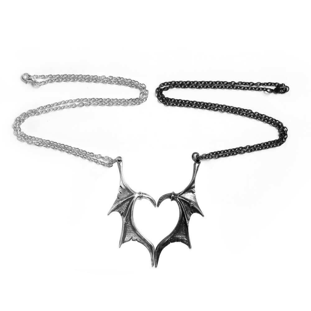 Dragon Wing Heart Necklace Set - Sterling Silver Gothic Jewelry for Women, Perfect for Valentine's Day Gifts, Date Night & Gothic Fashion Accessories