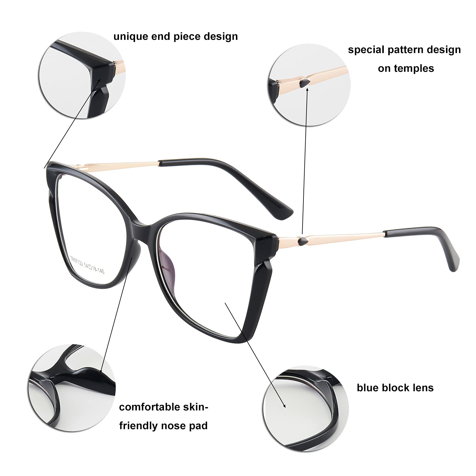 Blue Light Blocking Glasses for Women - TR90 Butterfly Frame Computer Glasses | Anti-Eye Strain, Fashion Eyewear for Office Work & Screen Time