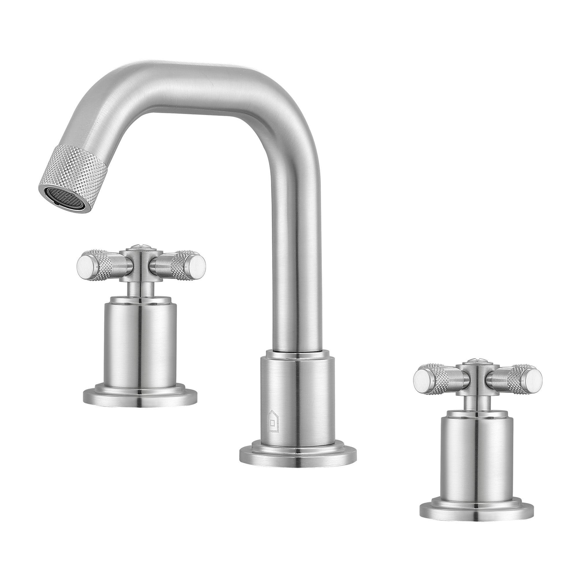 Ancona Men's Widespread Bathroom Faucet - 3 Hole Cross Handle Design in Brushed Nickel Finish for Modern Vanity & Sink Installation