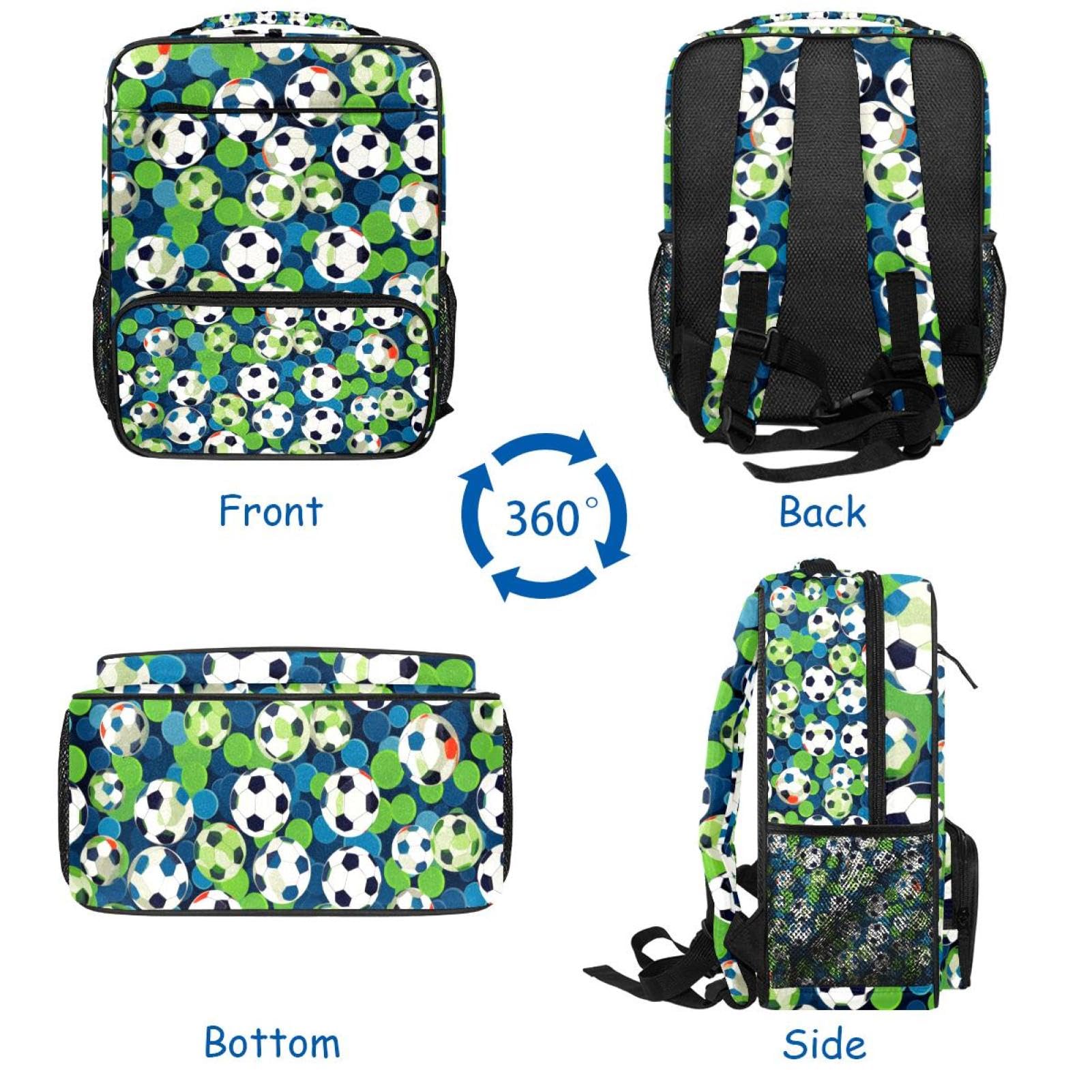 Men's & Women's Travel Backpack with Floral Soccer Ball Design - Durable Carry-On Backpack for Hiking, Gym, School & Daily Commute