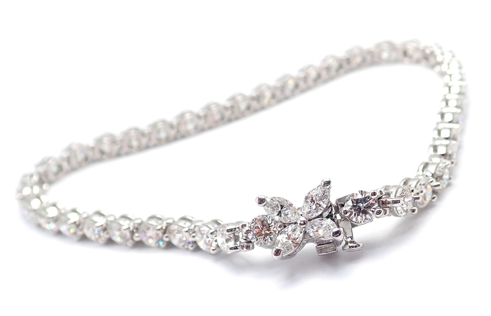 Authentic Tiffany & Co Victoria Platinum 6.5 Carat Diamond Tennis Bracelet - Luxury Jewelry for Women, Elegant Gift for Anniversary, Wedding & Special Occasions