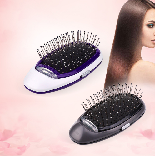 Portable Electric Ionic Hairbrush for Frizz Control & Shine - Detangling Styling Brush for Smooth & Silky Hair at Home or Travel