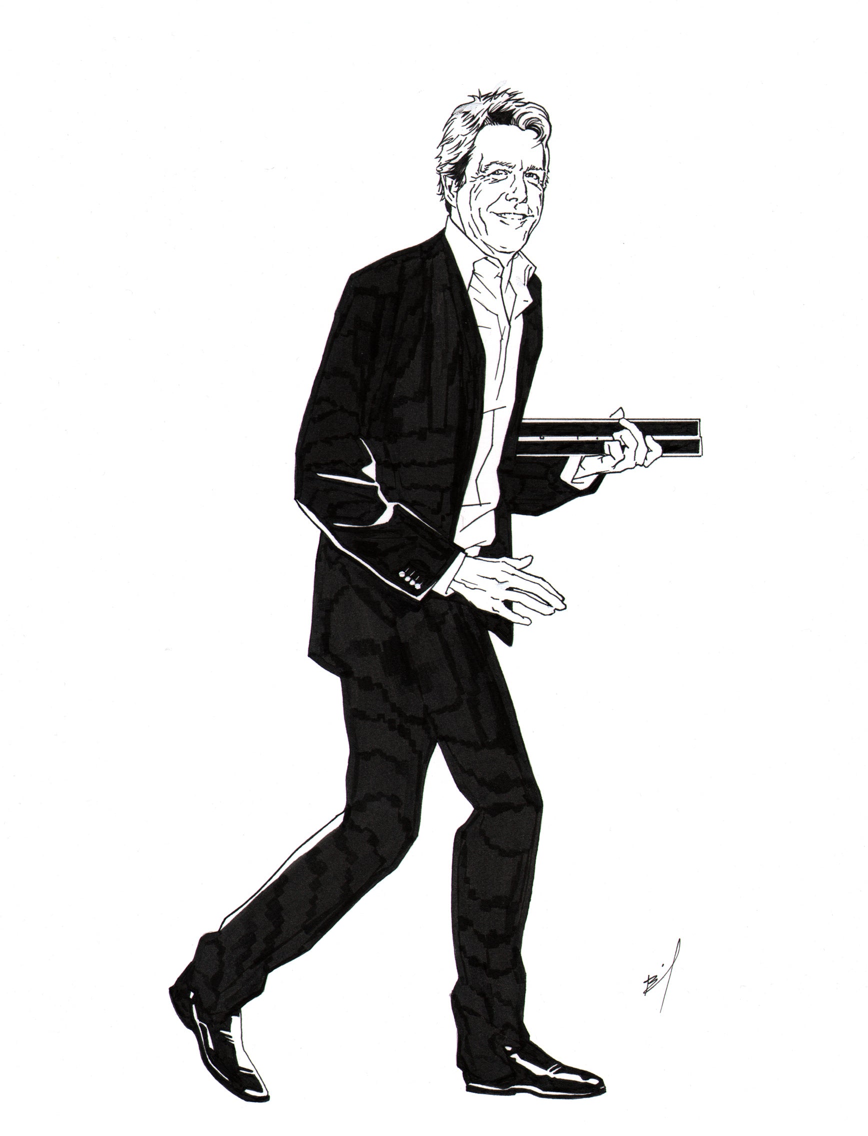 Funny Hugh Grant Cartoon Art Print - Perfect for Home Decor, Office Wall Art & Gifts for Movie Fans