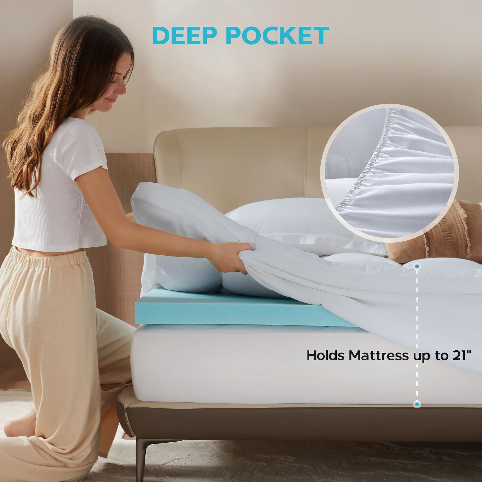 Rejuvenate Dual Layer Mattress Topper - Cooling Memory Foam & Supportive Comfort for Back Pain Relief - Perfect for Hot Sleepers & Side Sleepers (Queen Size)