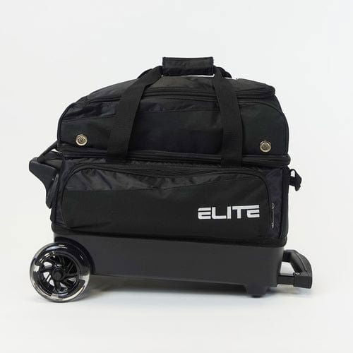ELITE Deluxe Double Roller Bowling Bag - Heavy Duty Black Bowling Ball Carrier with Wheels for Professional & League Bowlers | Perfect for Tournaments & Practice Sessions