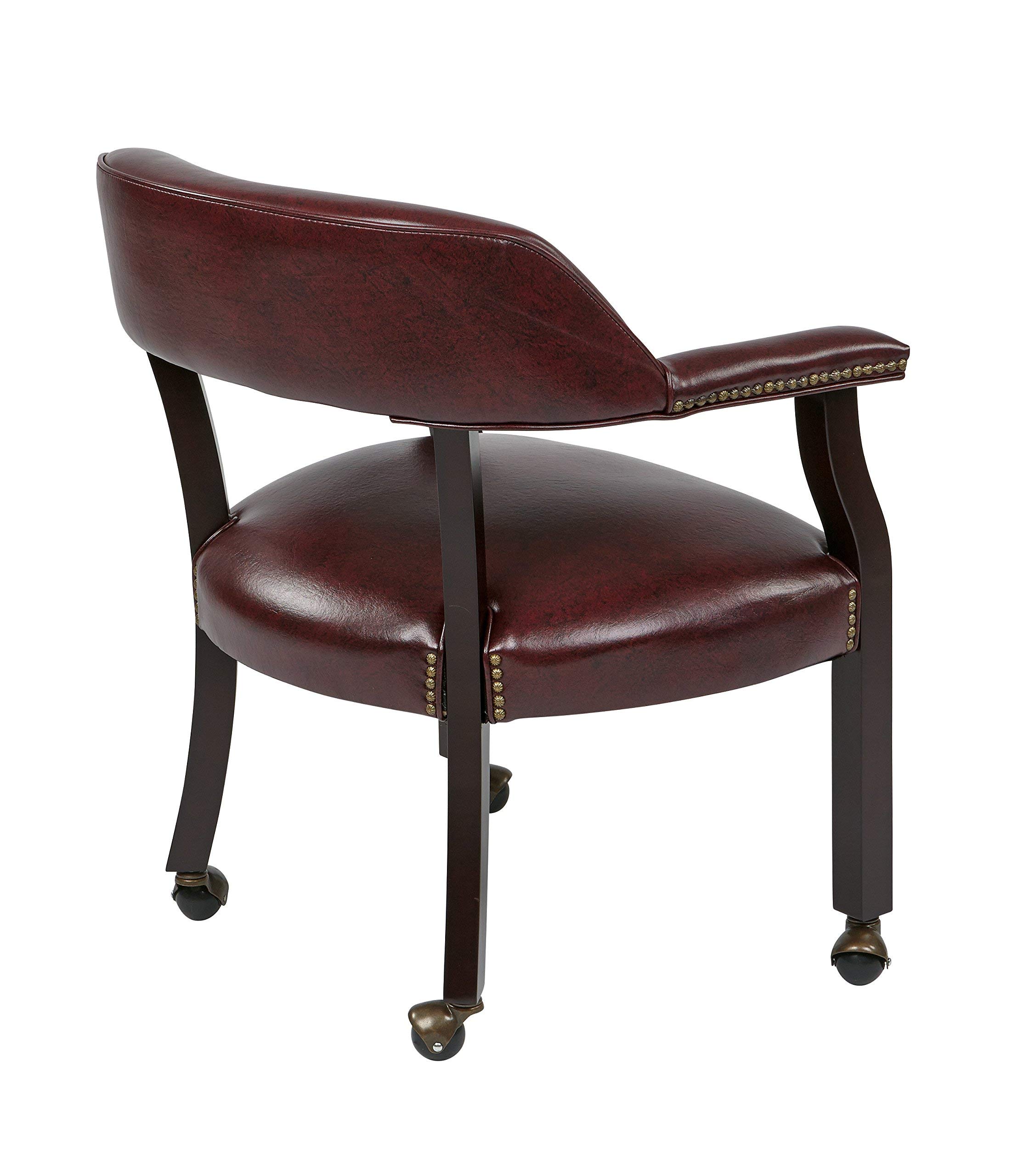 Office Star Traditional Guest Chair with Wrap Around Back and Casters - Ergonomic Office Seating for Comfortable Meetings & Waiting Areas