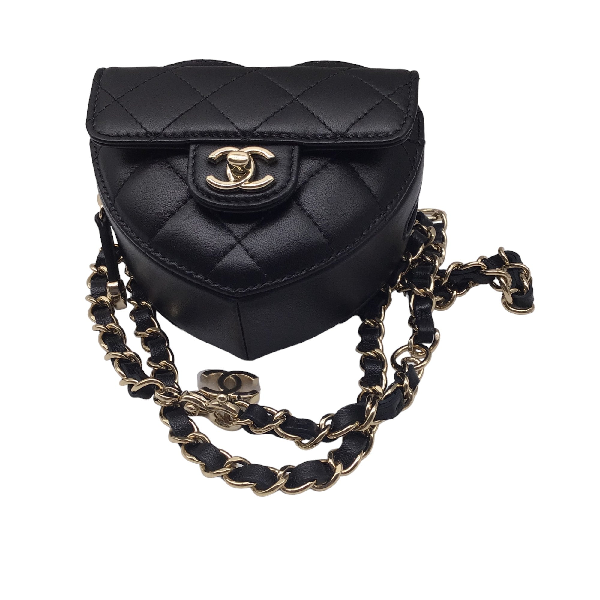 Chanel Black 2022 Quilted Lambskin Leather Mini Heart Handbag - Luxury Crossbody Bag for Women, Perfect for Date Night & Special Occasions