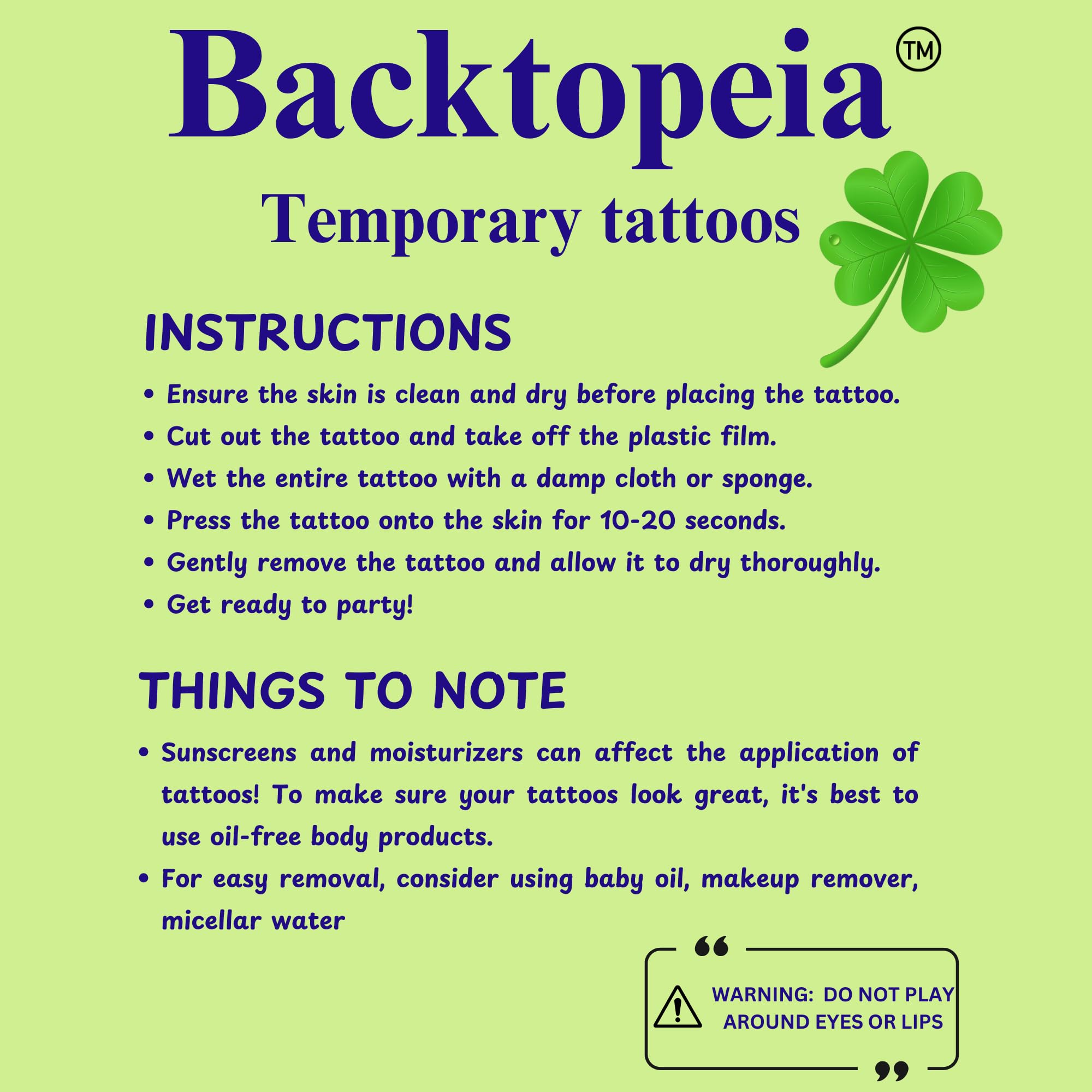 St. Patrick's Day Temporary Tattoos - 50Pcs Irish Shamrock Face & Body Stickers for Party Decorations, Favors & Accessories - Perfect for St. Paddy's Day Celebrations, Parades & Irish Themed Events
