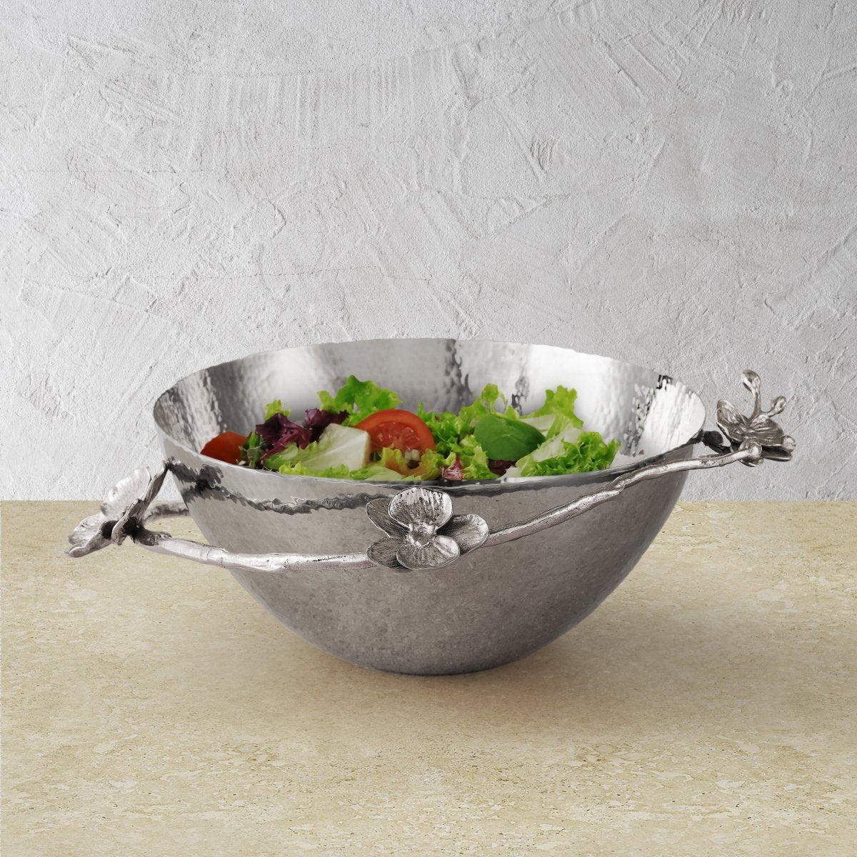 White Orchid Bowl Medium - Elegant Ceramic Serving Bowl for Salads, Pasta, and Desserts - Perfect for Dining, Entertaining, and Home Decor