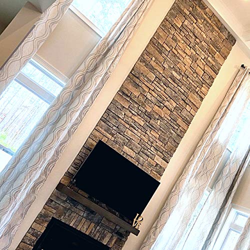 Ikiriska Extra Long Jacquard Curtains - White & Gray/Silver Pattern, Grommet Top (100
