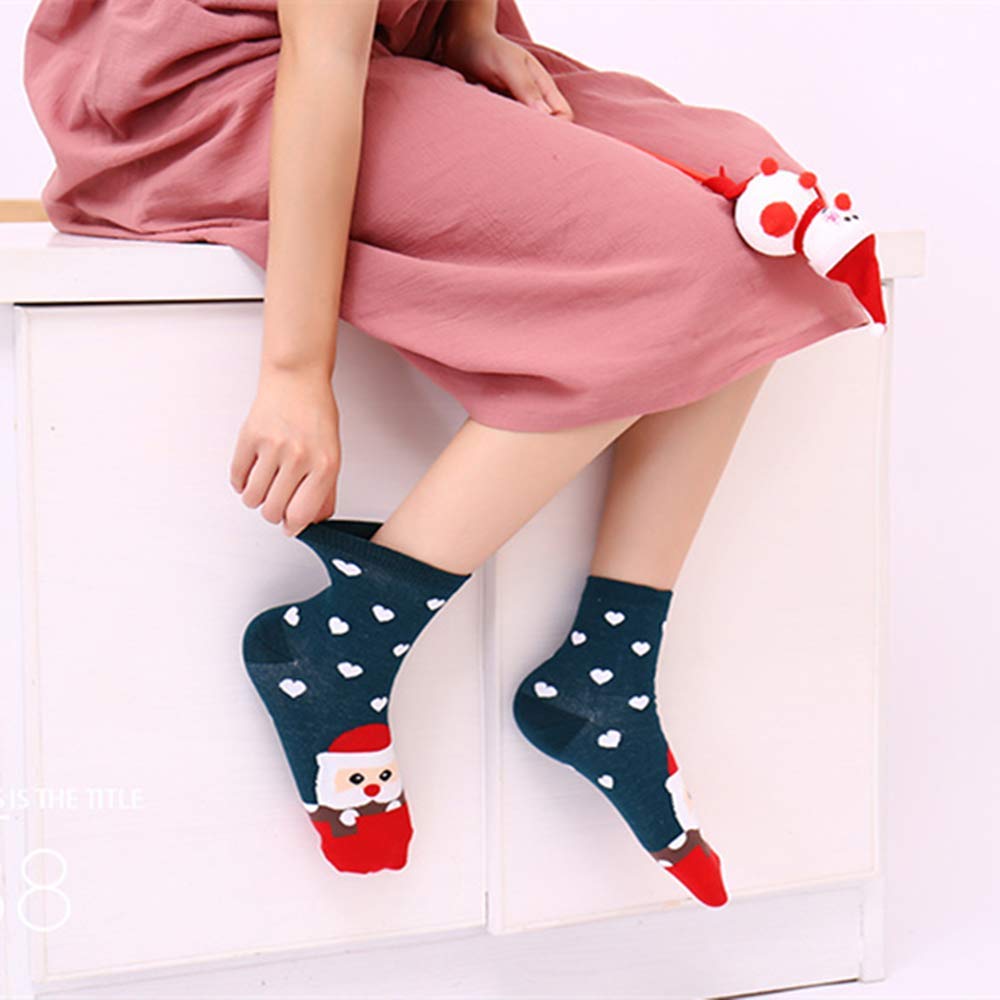 Losa Kute 5 Pairs Cute Patterned Crew Socks for Women - Warm Winter Socks with Fun Designs - Perfect for Casual Wear, Gifts & Cold Weather Outfits