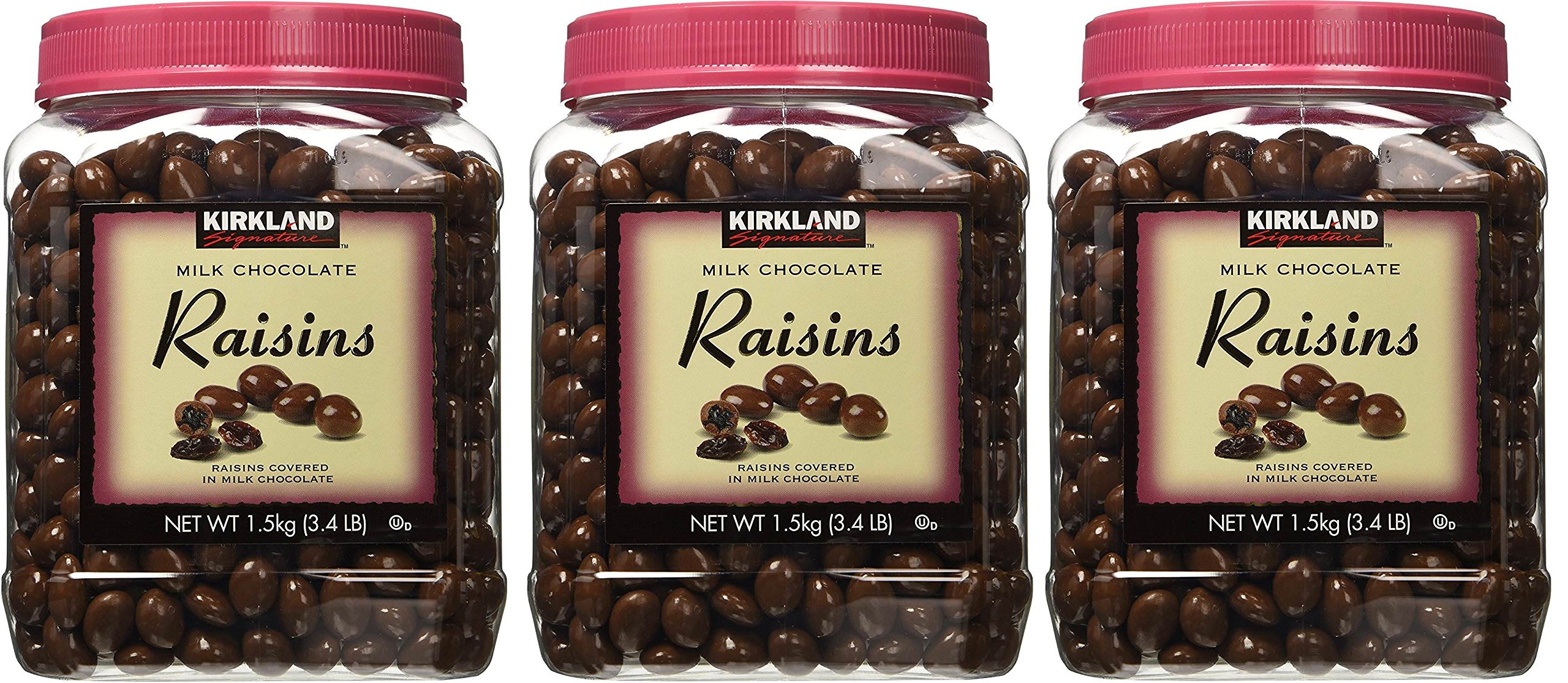 Kirkland Signature Milk Chocolate Covered Raisins, 54oz Bulk Pack (3 Bags) - Perfect for Snacking, Baking & Party Favors