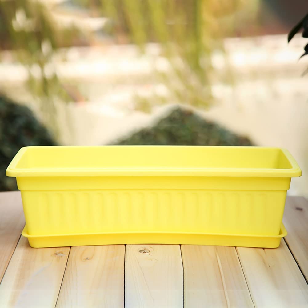 Etlegor PP Resin Rectangular Planter Box with Drainage Tray - Vegetable & Flower Garden Container for Balcony, Windowsill - Ideal for Growing Herbs, Succulents, and Decorative Plants