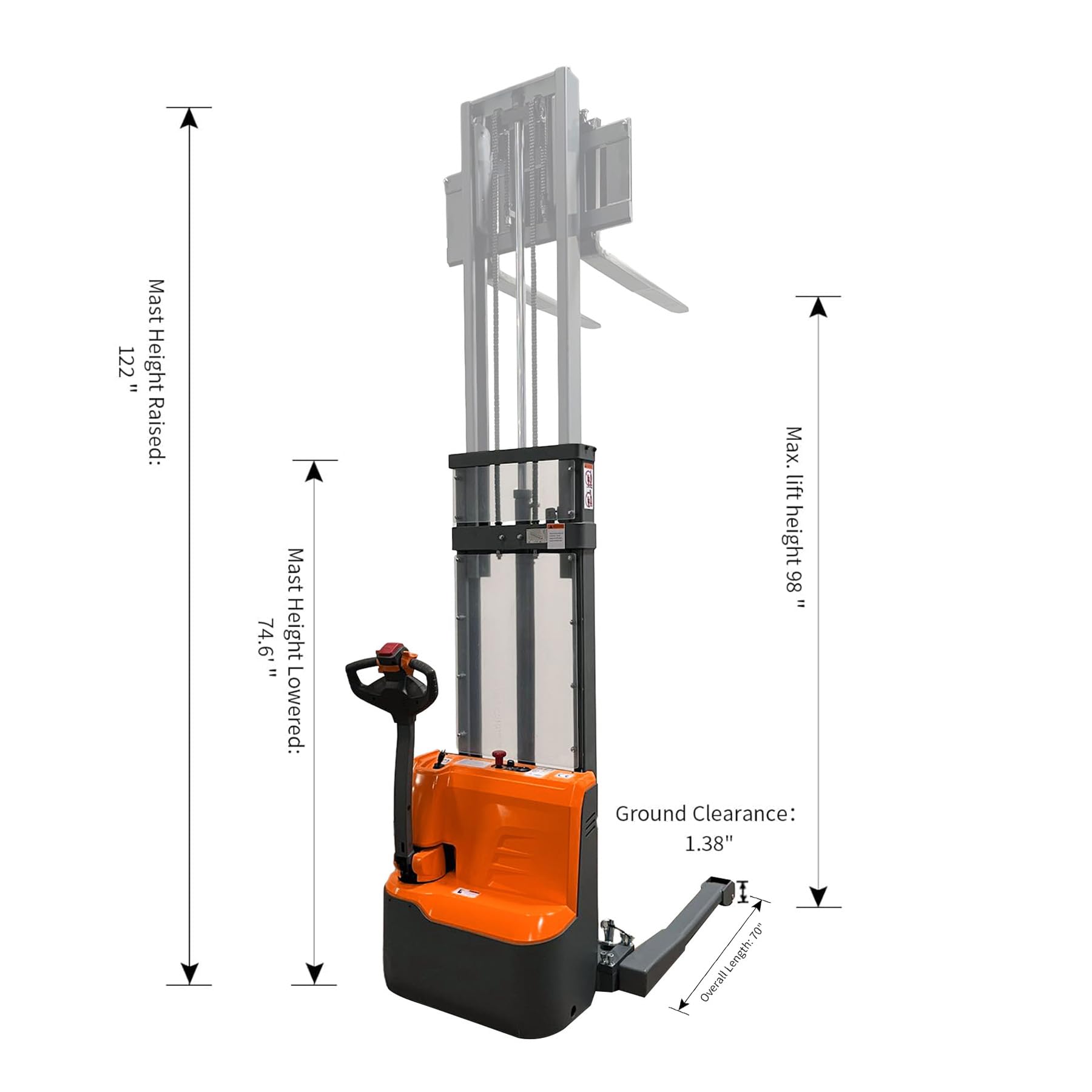 Tory Carrier Full Electric Pallet Stacker - 2640lbs Capacity Walkie Forklift with 98