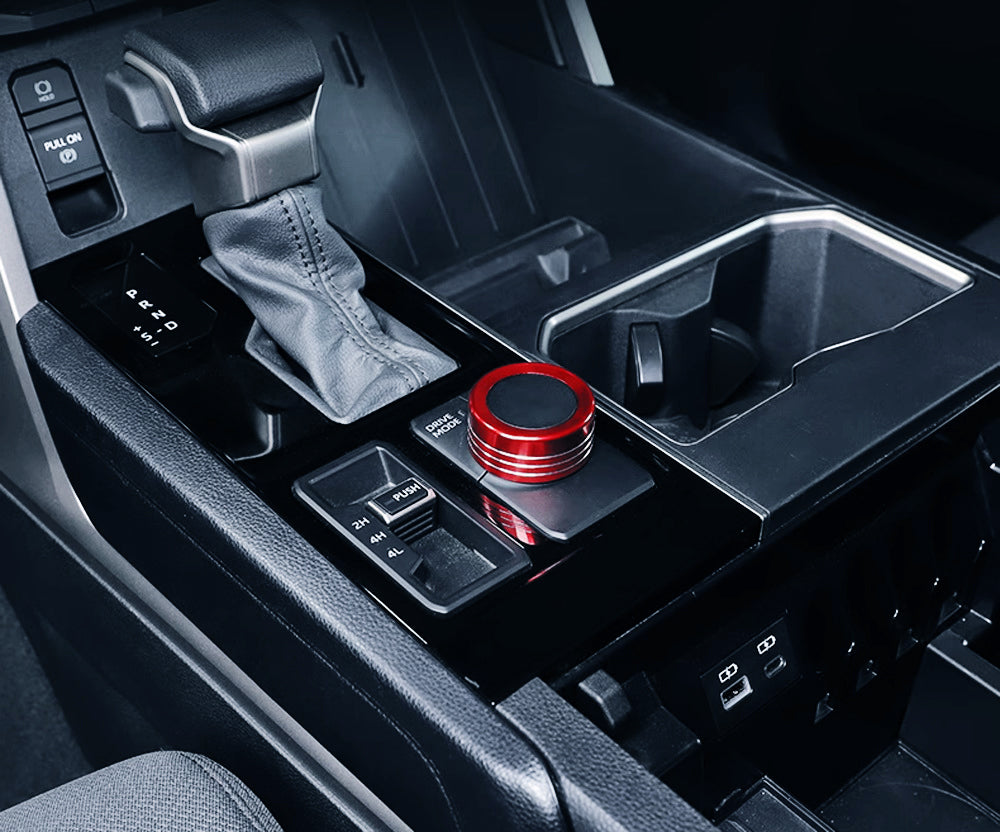 2 TRD Red Driving Mode & Volume Knob Covers for 2022+ Toyota Tundra & Sequoia with 14