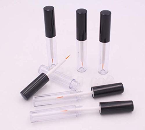 6Pcs 4ML Empty Clear Plastic Eyeliner Tubes with Black Lids & Rubber Plugs - Refillable Mascara Bottles, Eyelash Growth Oil Containers, Eye Gloss Liquid Vials - Perfect for DIY Makeup, Salon Use & Travel Beauty Essentials