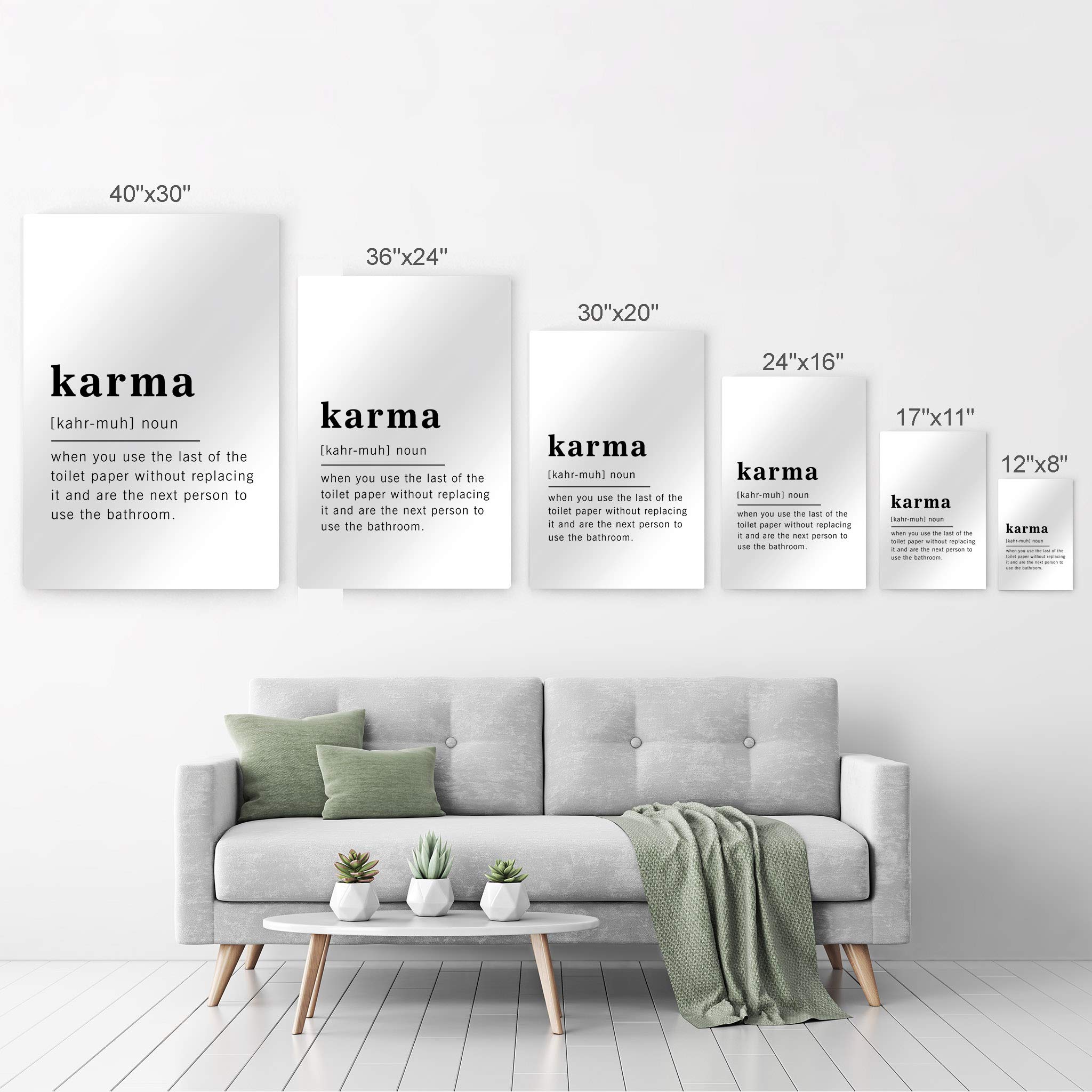 Funny Karma Definition Metal Print - Inspirational Quote Wall Art for Office, Living Room, Bedroom & Bathroom Decor | Ready to Hang 30x20 Inch Made in USA | Perfect for Home, Gifts & Yoga Studio Wall Decor