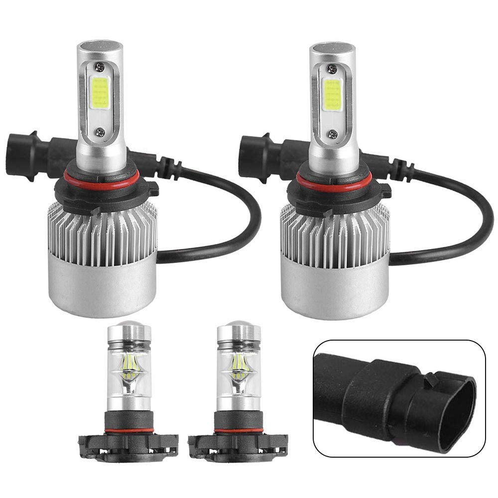 9012 + 5202 LED Headlight and Fog Light Bulbs Combo - 4PCS Replacement for 2014-2015 GMC Sierra 1500 - Super Bright White Light, Easy Installation - Perfect for Night Driving, Off-Roading, and Foggy Conditions