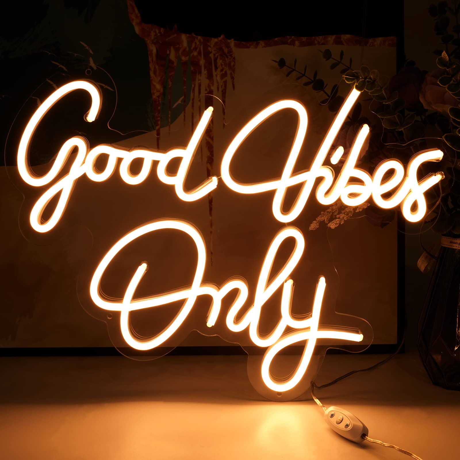 Good Vibes Only LED Neon Sign - Custom Personalized Wall Decor for Bedroom, Bachelorette Party & Engagement | Cool Room Lighting for Birthday, Christmas & Home Decor | Perfect for Living Room, Bar, Office & Wedding Backdrop