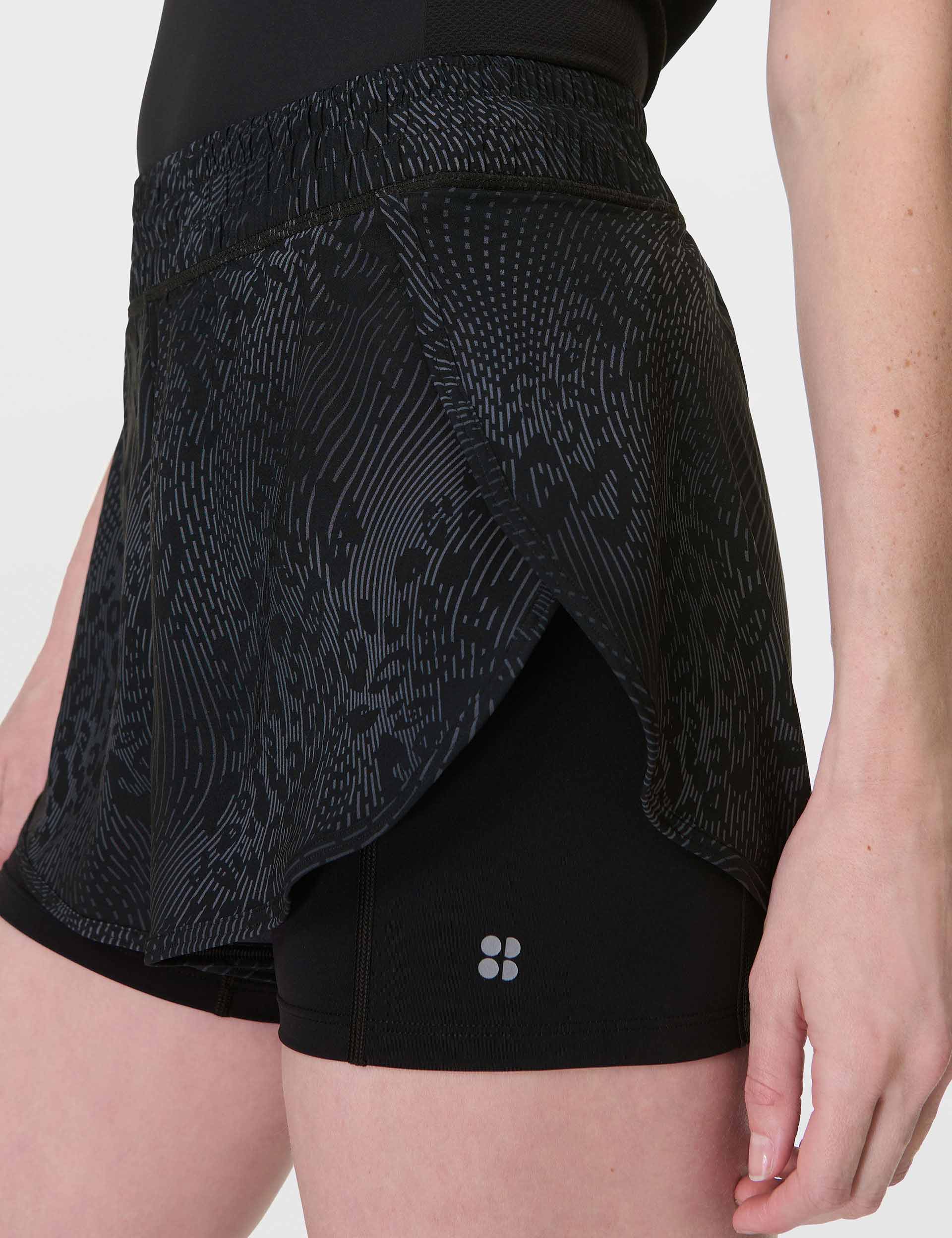 2 in 1 Multi-Train Shorts for Men & Women - Grey Hybrid Leopard Print Workout & Running Shorts - Perfect for Gym, Yoga, and Outdoor Activities