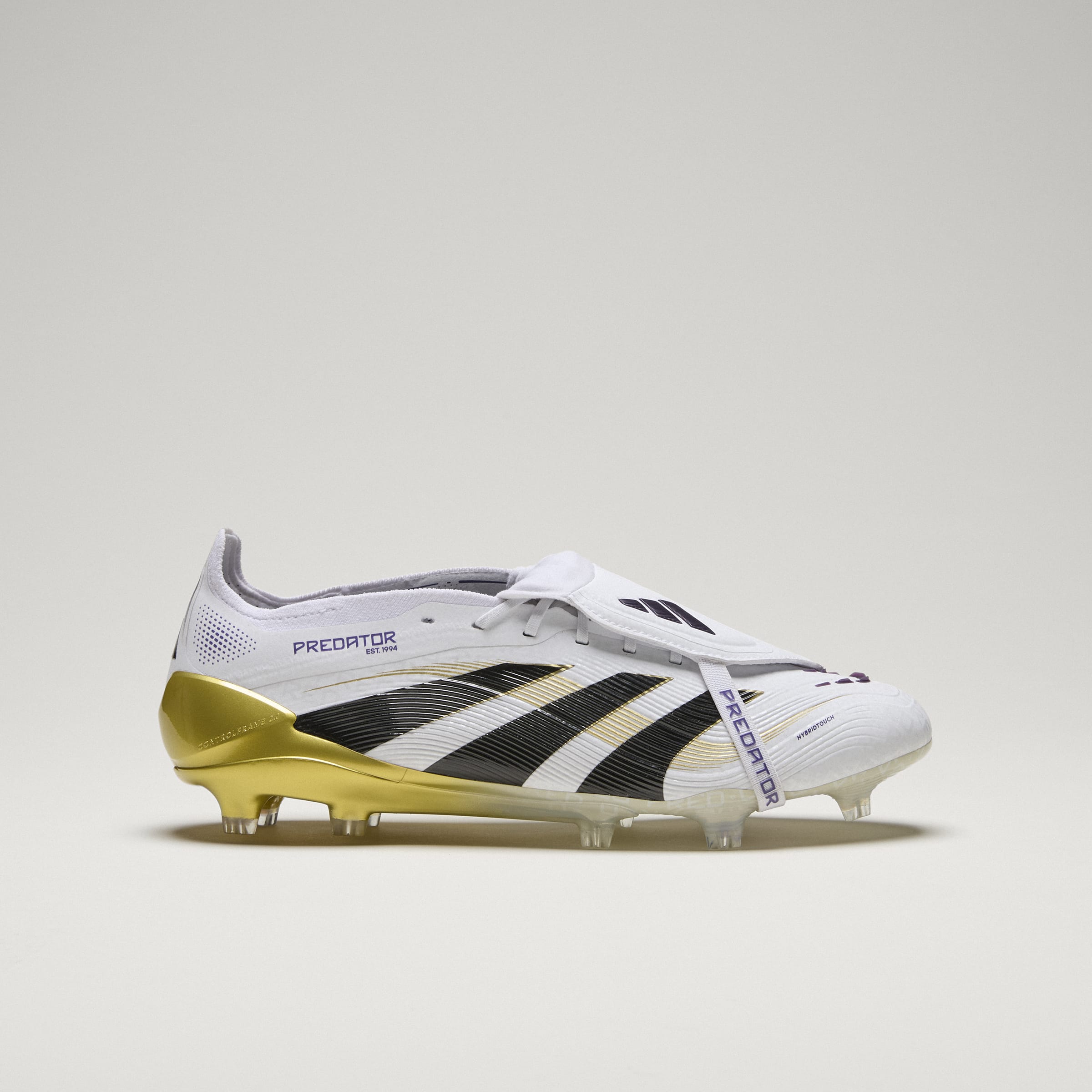 Adidas Predator Elite FG Soccer Cleats - White/Core Black/Gold Metallic - Fold Over Tongue Design for Enhanced Fit - Perfect for Competitive Matches & Training Sessions