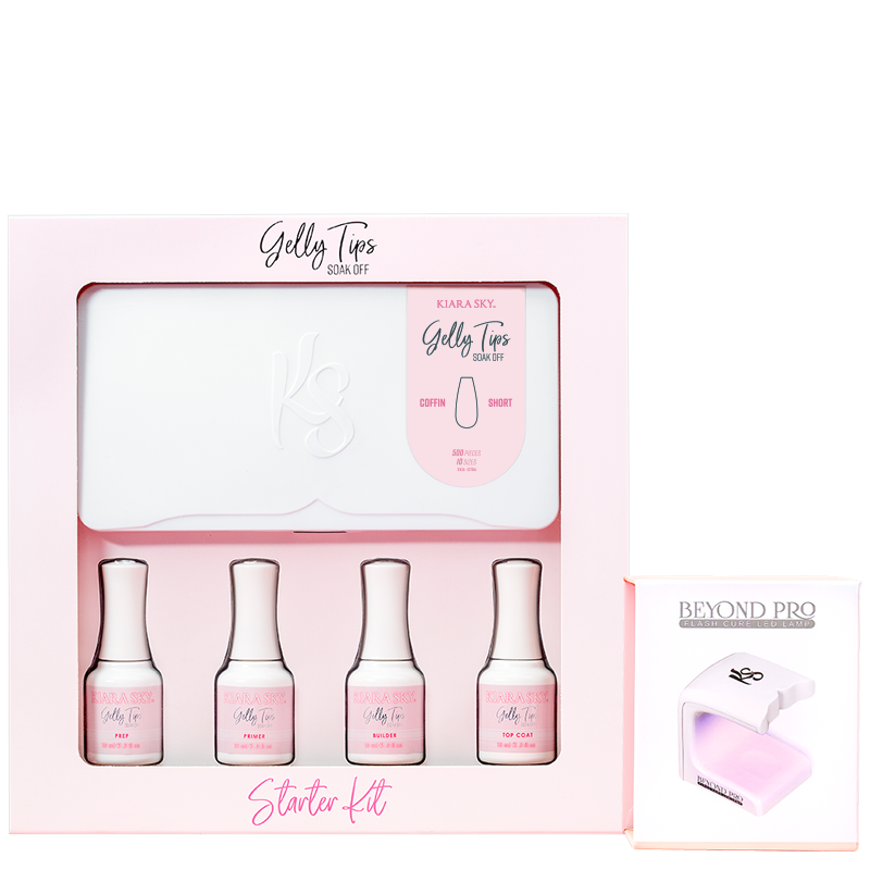 Gelly Tips Starter Kit - Coffin Short Press On Nails for Easy DIY Manicure at Home | Perfect for Parties, Weddings & Everyday Wear