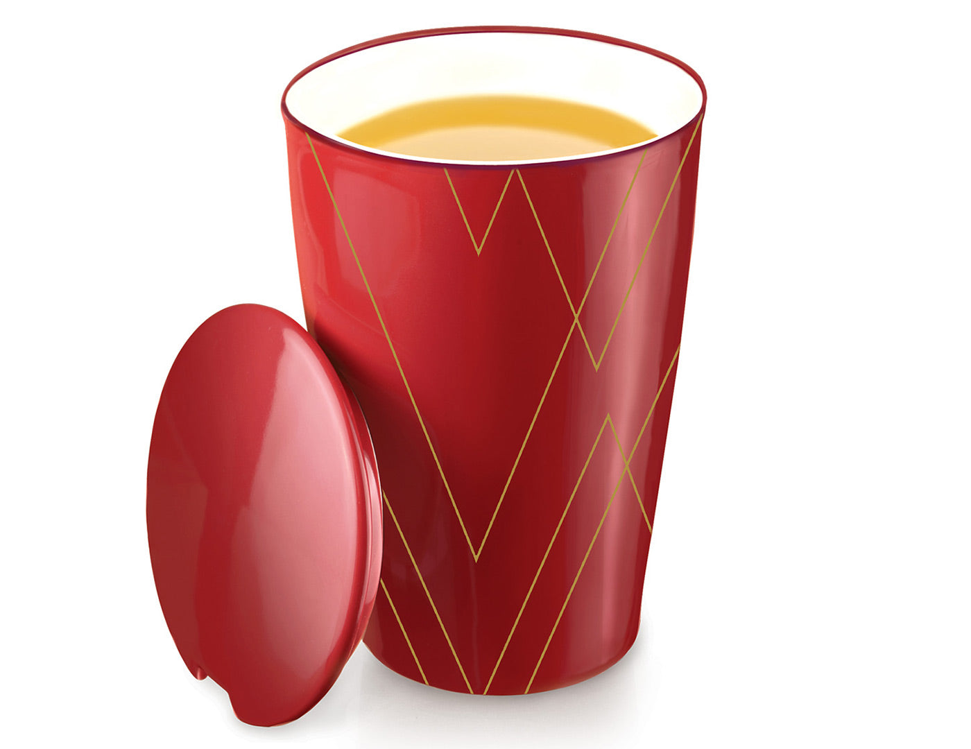 Premium KATI® Glass Tea Infuser with Lid - Red & Gold Design for Loose Leaf Tea, Herbal Infusions - Perfect for Home, Office, or Gift Giving