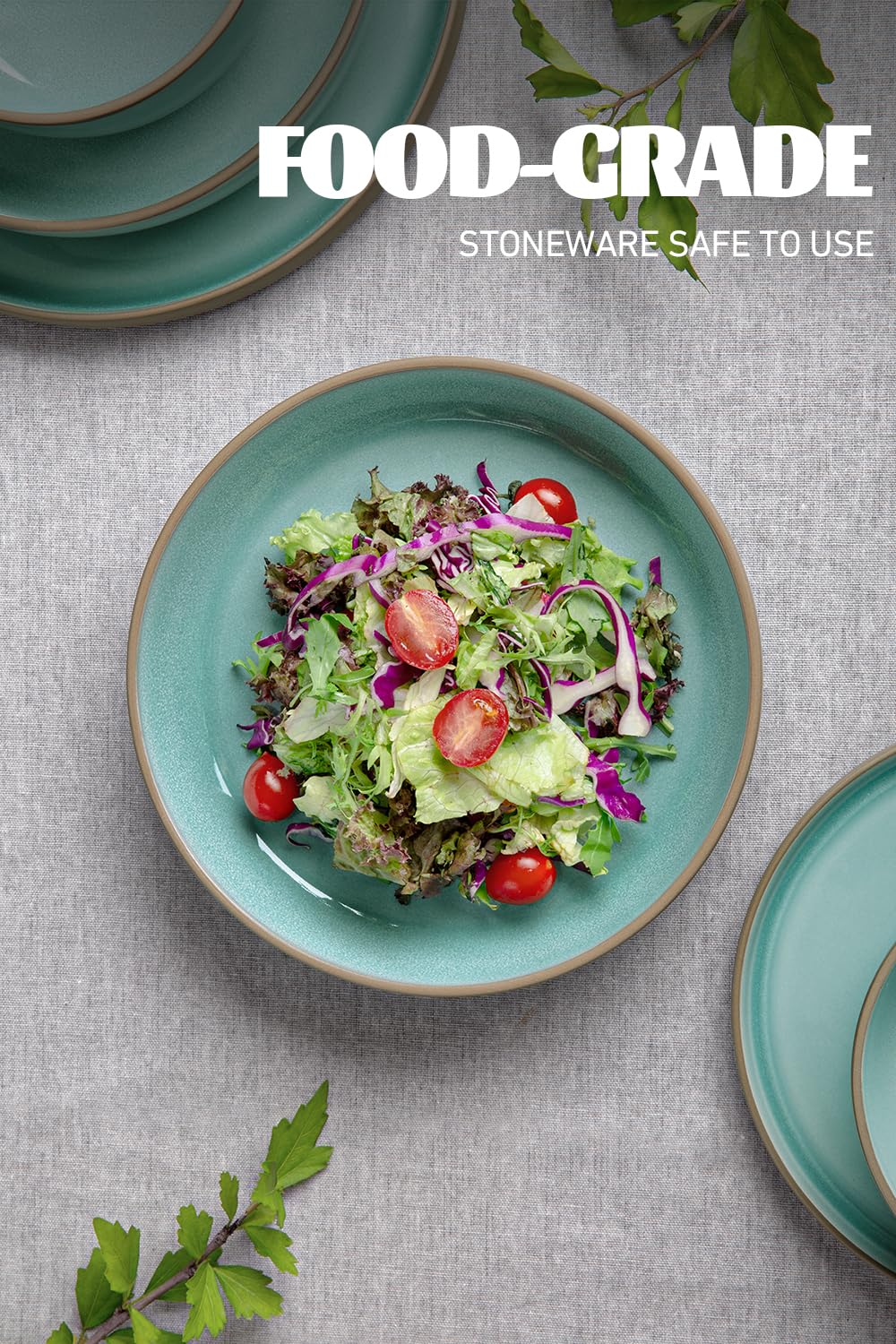 Famiware 4-Piece Nature Pasta Bowl Set - 8.5 Inch Ceramic Salad Bowls for Serving, Kitchen & Dining | Microwave & Dishwasher Safe | Perfect for Pasta, Salad, Soup & Desserts | Verdure Collection