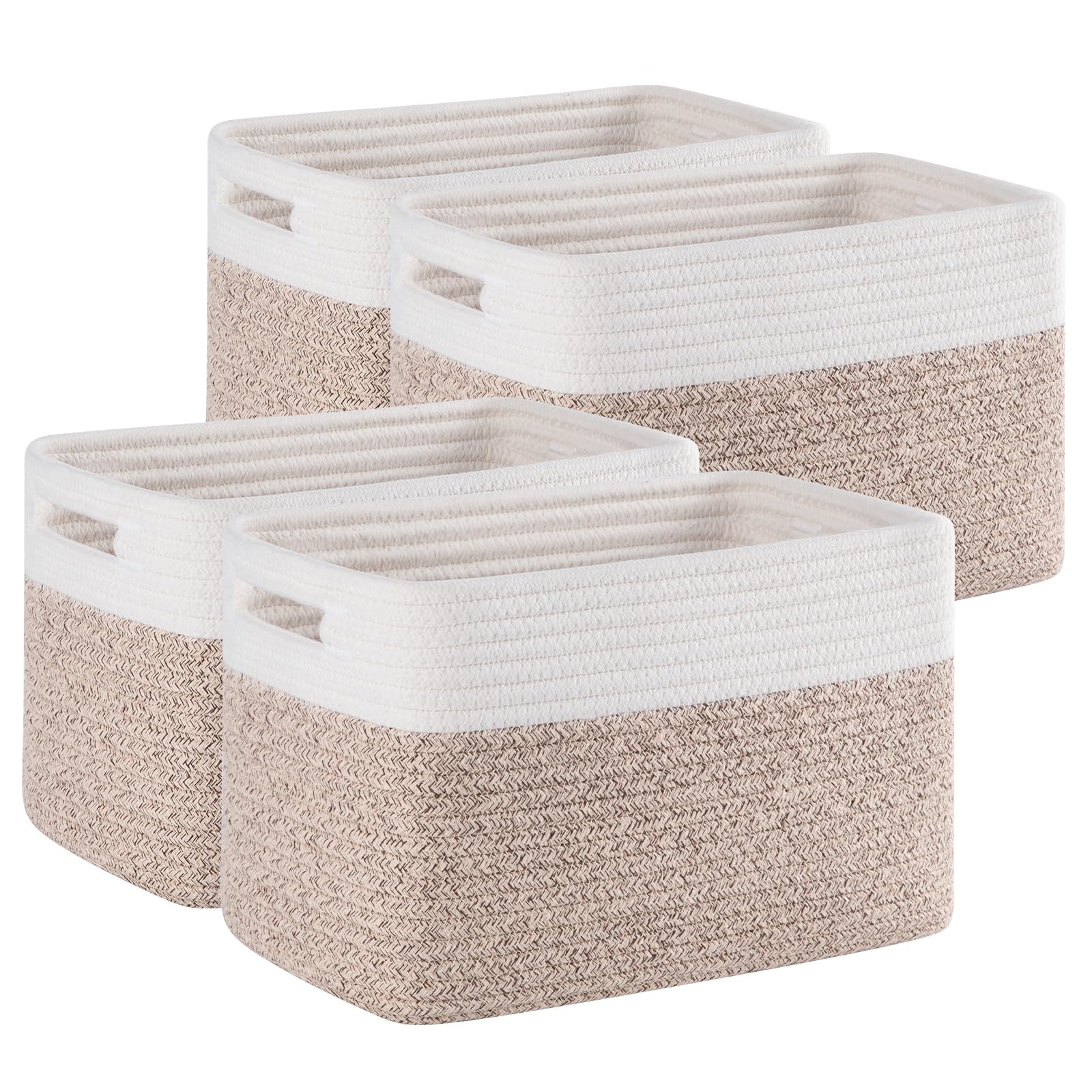 4-Pack Woven Storage Baskets for Shelves - Organize Toys, Books, Towels & Clothes - Durable 12.7