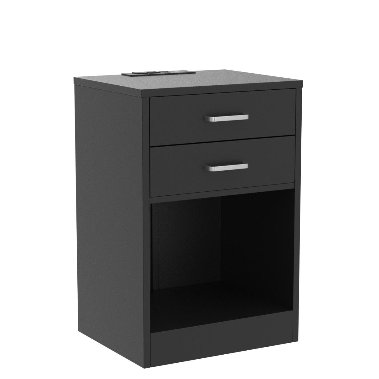 ADORNEVE Modern LED Nightstand Set of 2 - Bedside Tables with USB Charging Station, Power Outlets & Storage Drawers - Black Contemporary Bedroom Furniture for Home, Apartment, Dorm (Perfect for Reading, Phone Charging & Bedroom Organization)