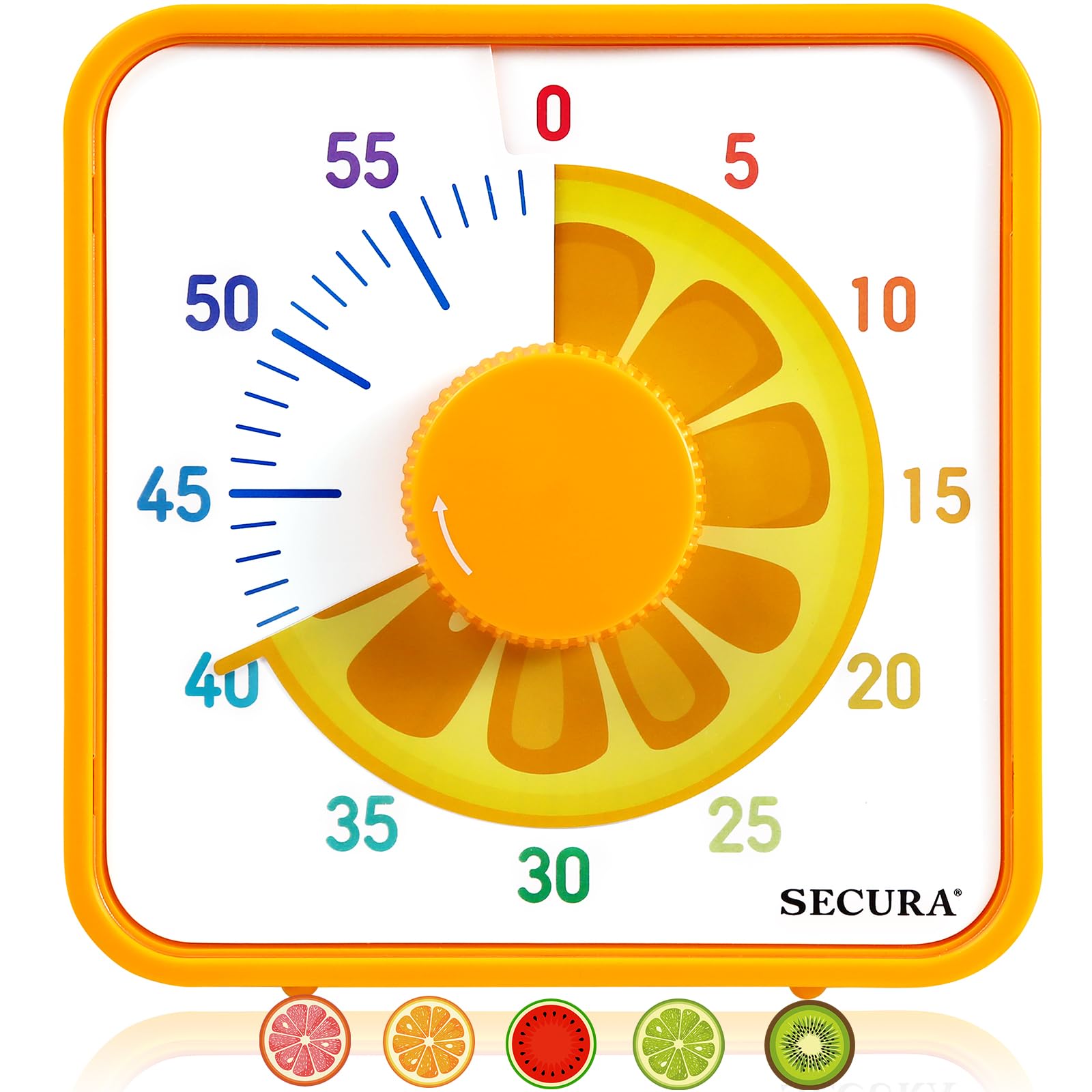 Secura 7.5-Inch Visual Timer for Kids - 60 Minute Countdown Clock with Magnetic Backing | Durable Mechanical Timer for Classroom, Kitchen & Homework | Orange (Perfect for Time Management & Learning Activities)