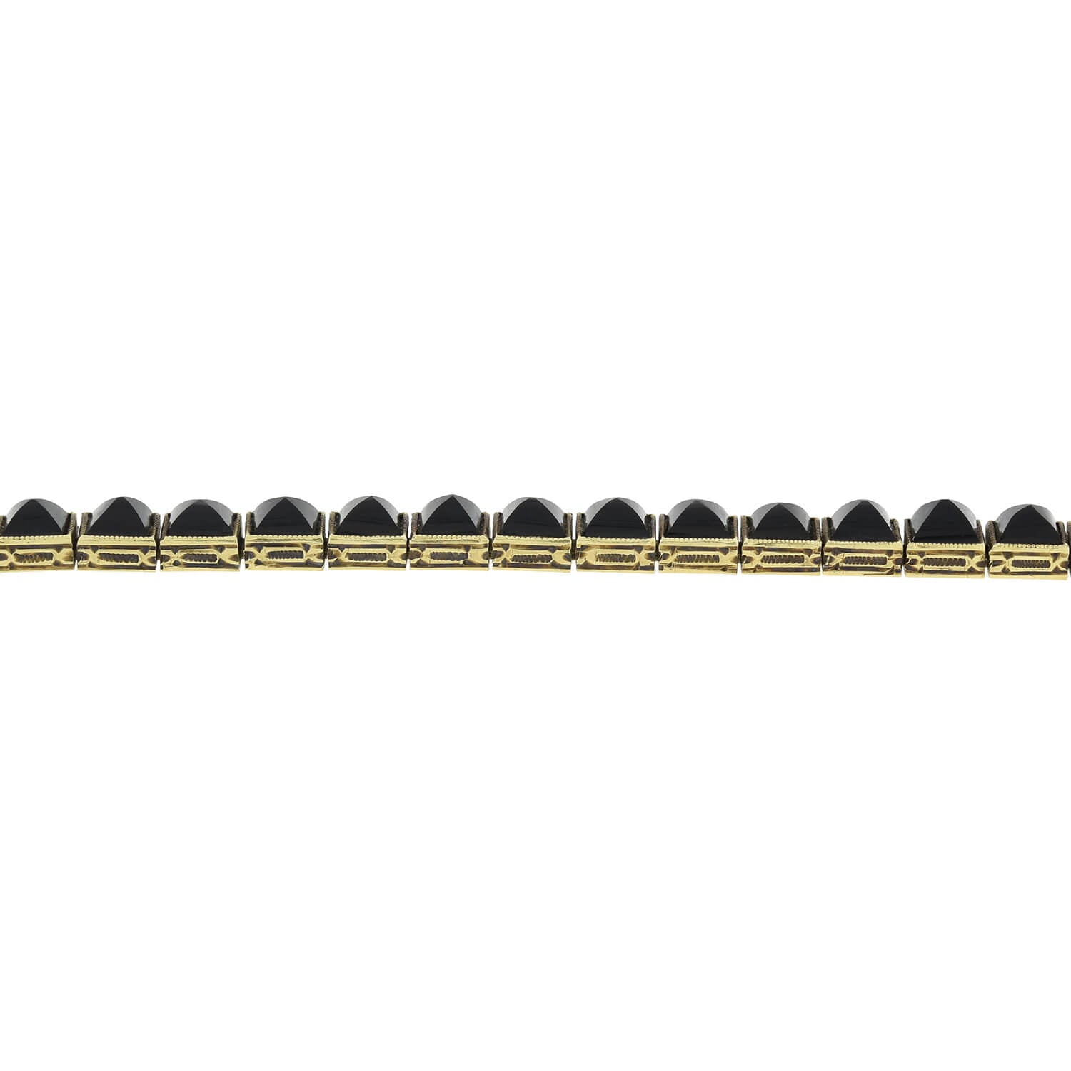 Victorian Style 14kt Gold Pyramidal Cut Onyx Link Bracelet for Women - Elegant Statement Jewelry for Evening Parties & Special Occasions