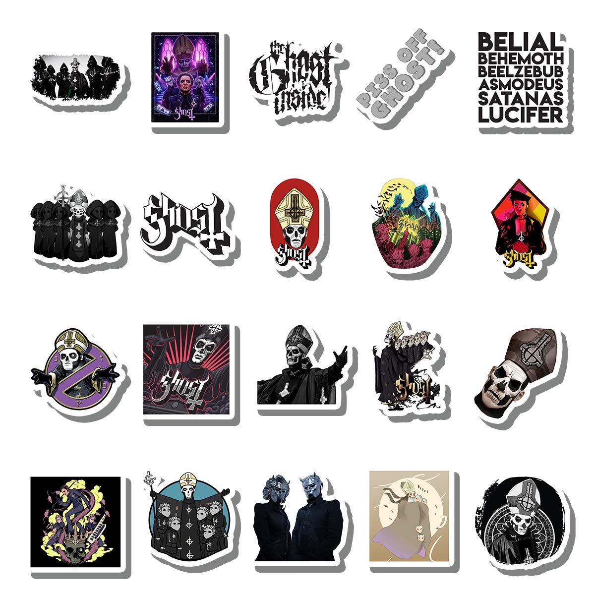 20 PCS Ghost Aesthetic Vinyl Stickers - Waterproof, Colorful Decals for Water Bottles, Laptops, Luggage, Skateboards & DIY Scrapbooking - Perfect for Halloween Decor, School Supplies & Gift Giving