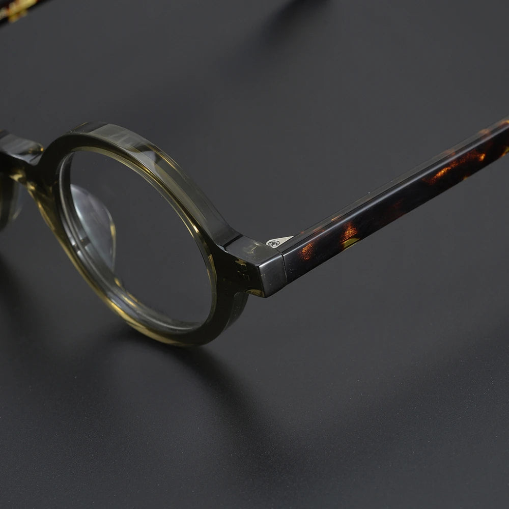Stylish Black Full Rim Round Acetate Optical Glasses Frame 424221 - Perfect for Reading, Work & Everyday Fashion