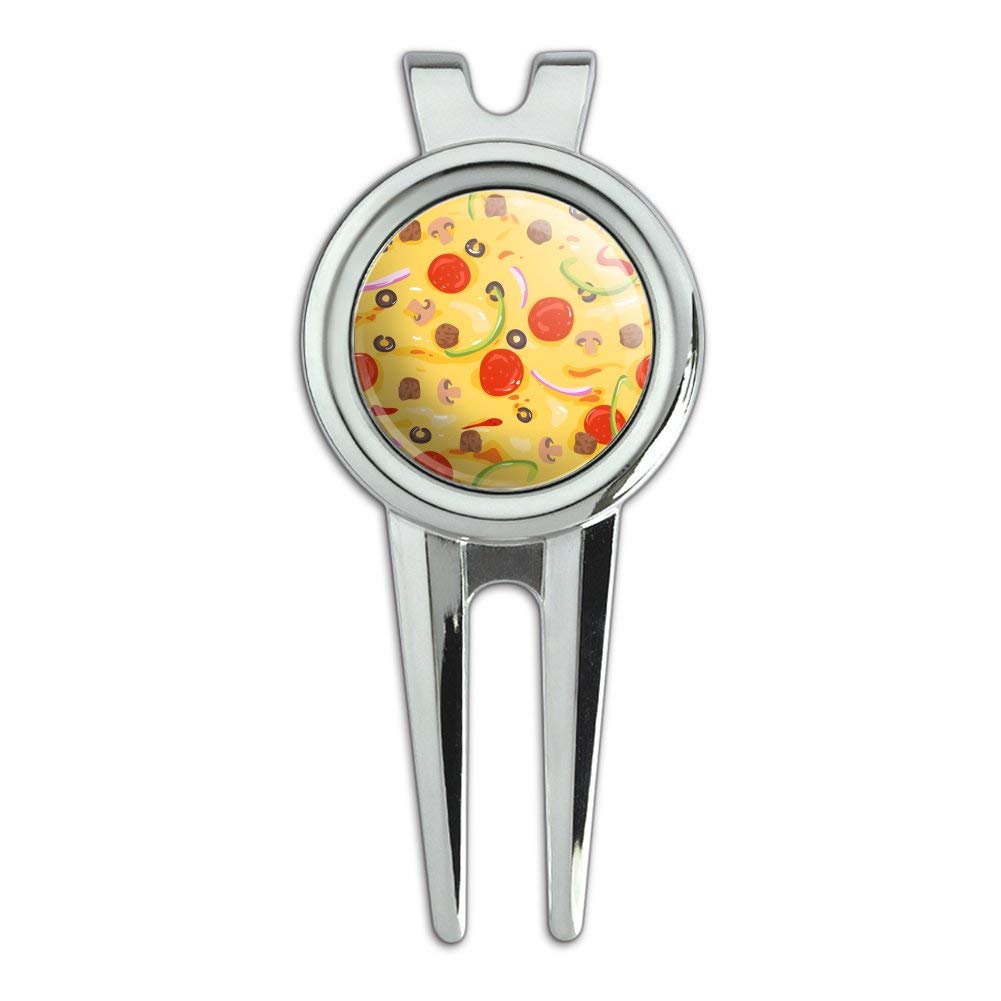 Premium Golf Divot Repair Tool & Ball Marker - Pizza Design with Pepperoni, Olives & Onions | Unique Golf Accessories for Course & Practice | Perfect Gift for Golf Lovers