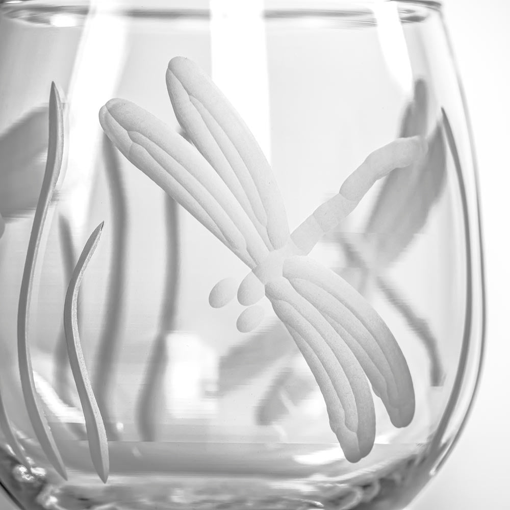 Premium Dragonfly 16.75oz Stemless Wine Glasses Set of 2 - Shatter-Resistant, Dishwasher Safe Tumblers for Red Wine, Cocktails & Beverages - Perfect for Dinner Parties, Outdoor Gatherings & Home Entertaining