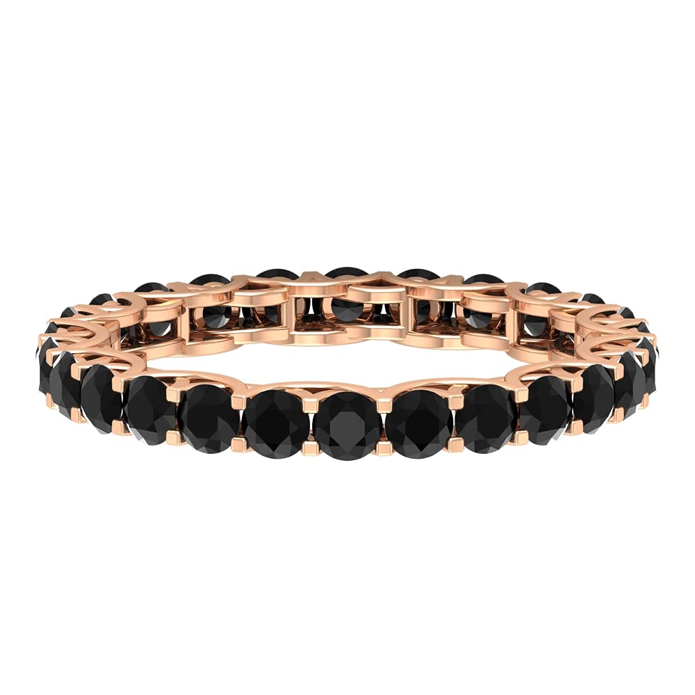 1.25 CT Black Spinel Full Eternity Ring - 14K Solid Gold Trellis Set Wedding Band for Women, Anniversary Gift, Stackable Ring for Everyday Wear or Special Occasions