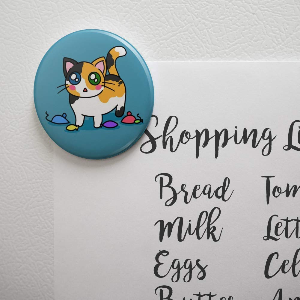 Adorable Calico Kitten Refrigerator Magnet with Cat Toy Design - Perfect for Kitchen Decor, Office Fridge, or Gift for Cat Lovers