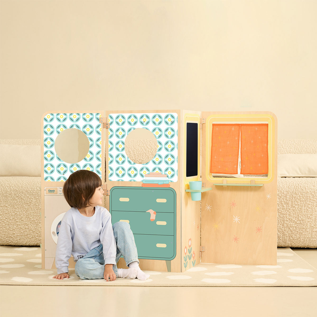 My Little Home by Classic World - Wooden Dollhouse for Kids, Pretend Play & Imaginative Fun - Perfect for Indoor Playrooms & Birthday Gifts