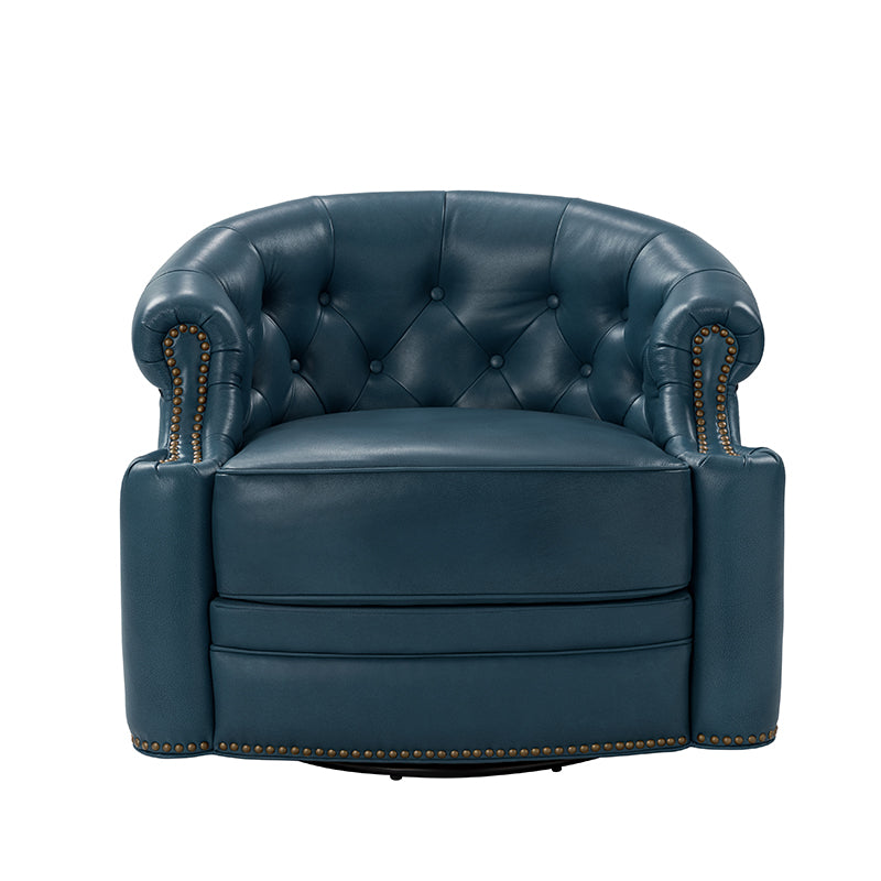 Alonso Classic Chesterfield Genuine Leather Swivel Chair - Premium Office Chair with Button Tufted Back & 360° Rotation - Perfect for Home Office, Study Room & Executive Workspace